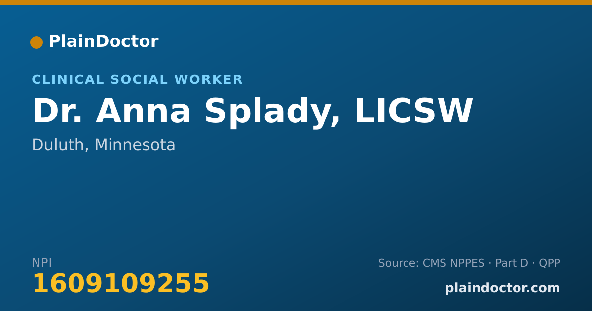 Shareable card for Anna Splady, LICSW - Clinical Social Worker, Duluth, MN
