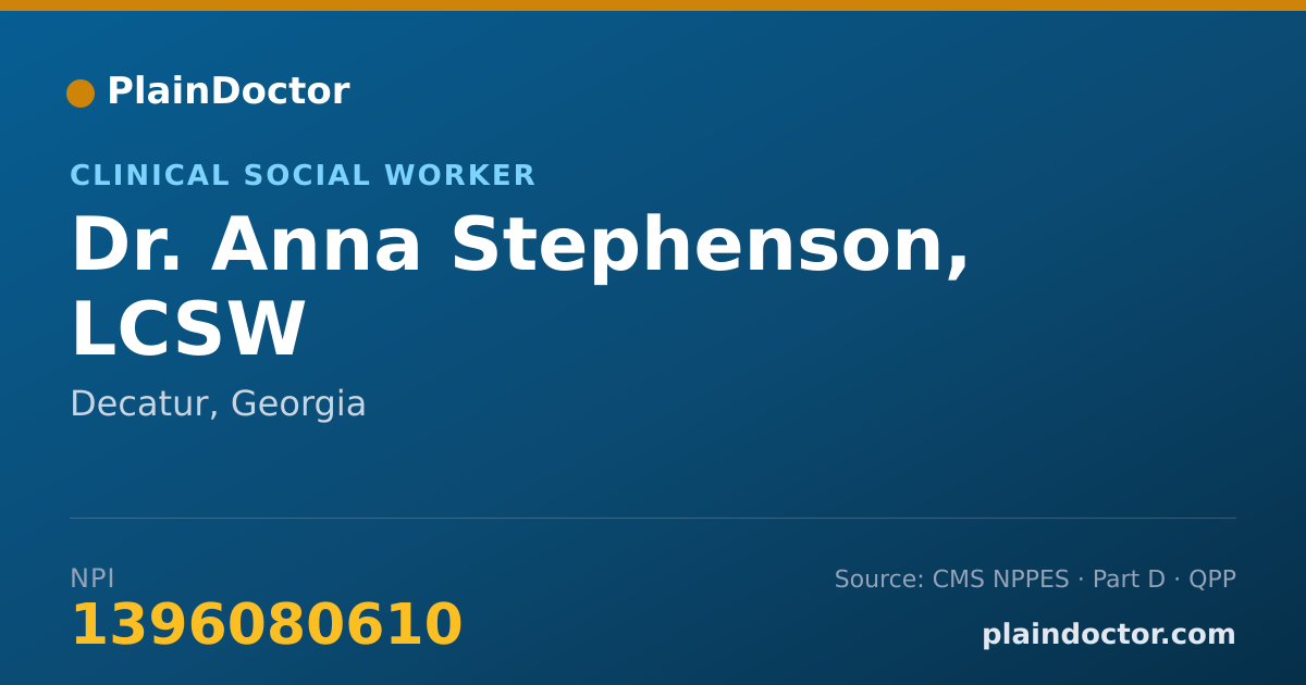 Shareable card for Anna Stephenson, LCSW - Clinical Social Worker, Decatur, GA