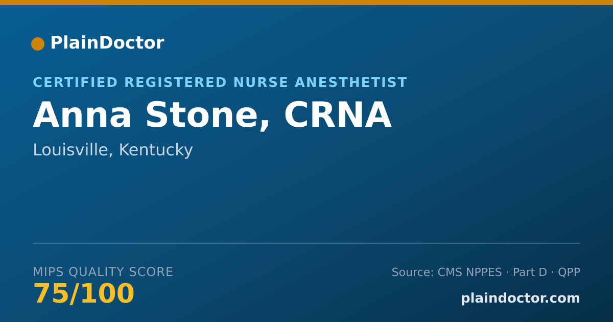 Shareable card for Anna Stone, CRNA - Certified Registered Nurse Anesthetist, Louisville, KY