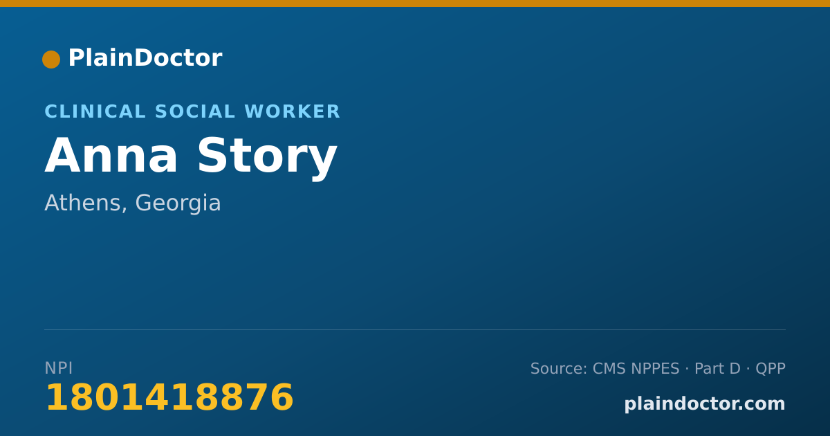 Shareable card for Anna Story - Clinical Social Worker, Athens, GA