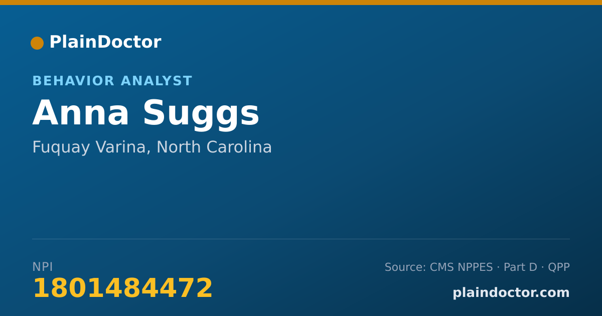 Shareable card for Anna Suggs - Behavior Analyst, Fuquay Varina, NC