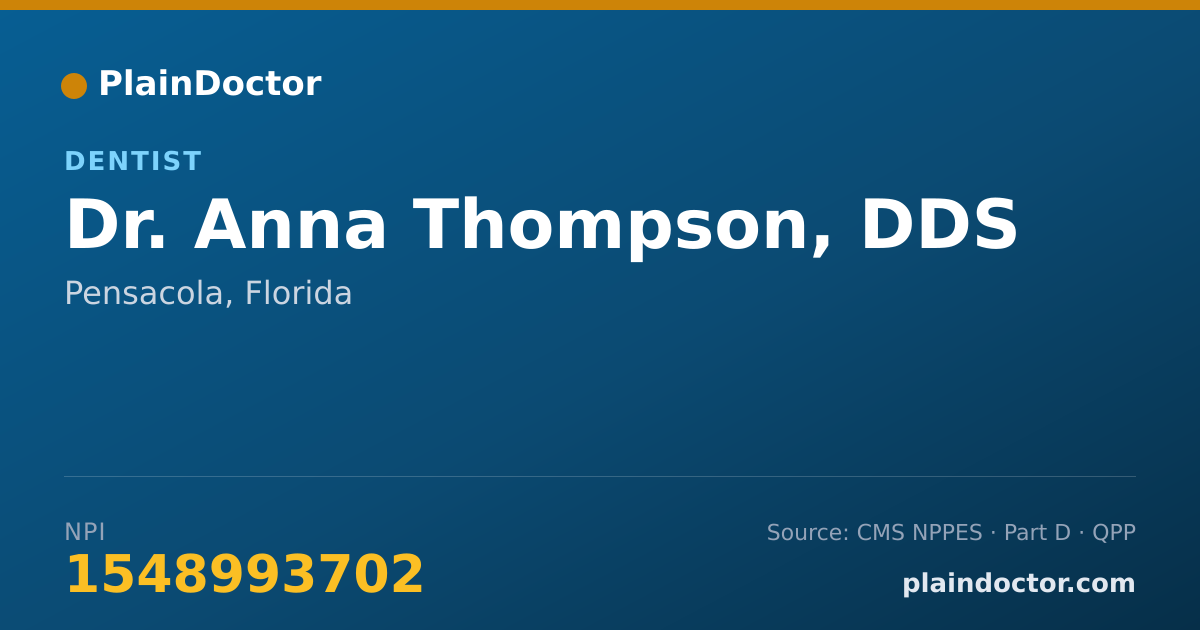 Shareable card for Anna Thompson, DDS - Dentist, Pensacola, FL