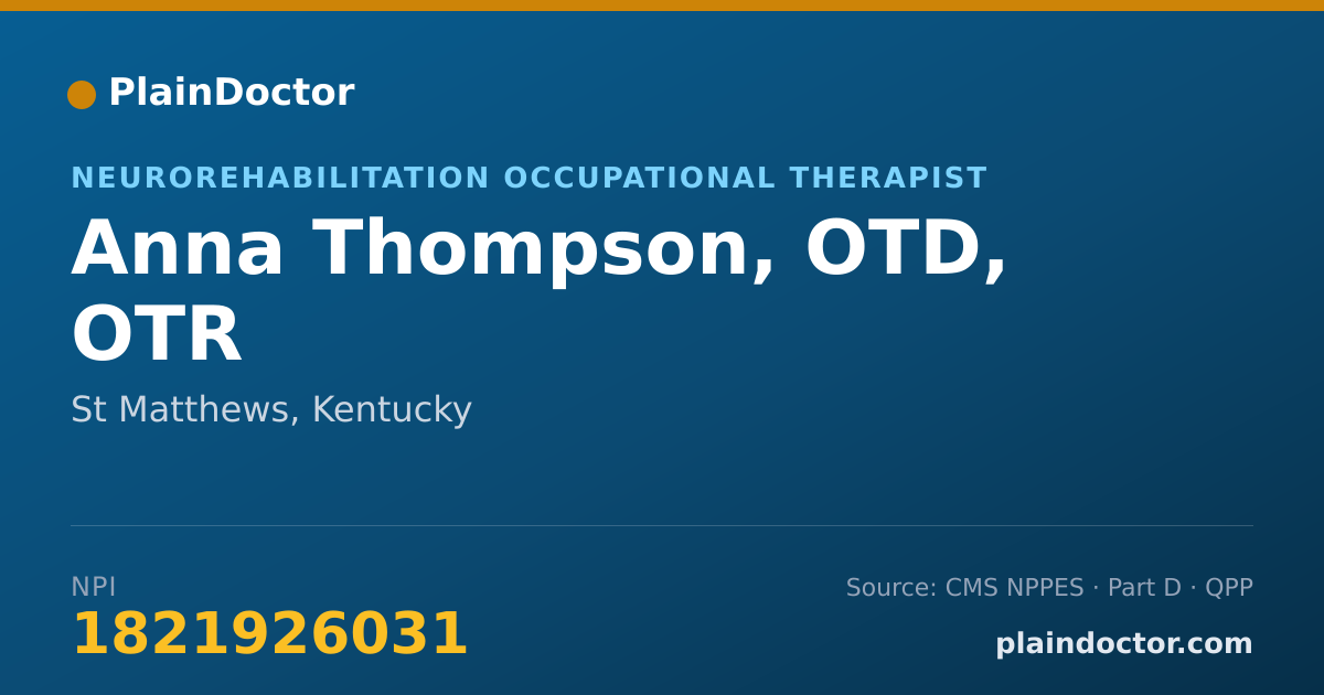 Shareable card for Anna Thompson, OTD, OTR - Neurorehabilitation Occupational Therapist, St Matthews, KY