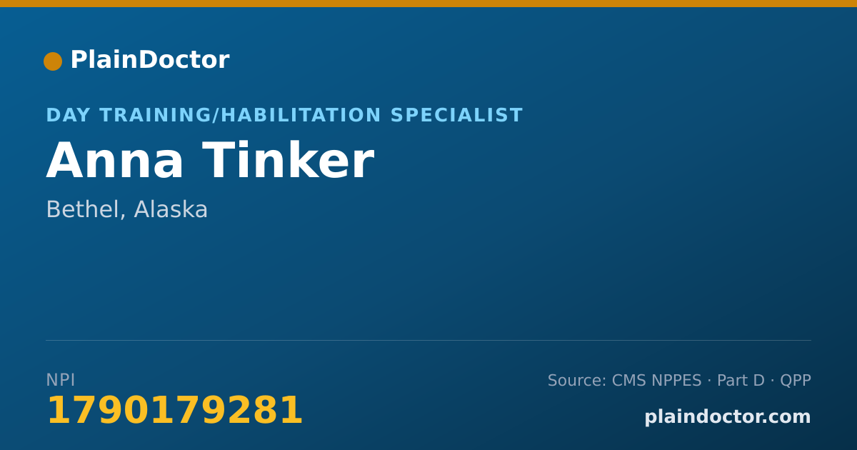 Shareable card for Anna Tinker - Day Training/Habilitation Specialist, Bethel, AK
