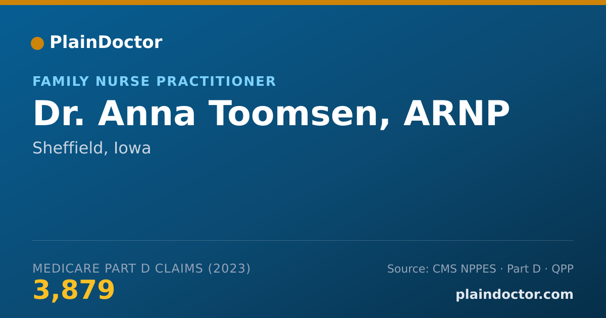 Shareable card for Anna Toomsen, ARNP - Family Nurse Practitioner, Sheffield, IA