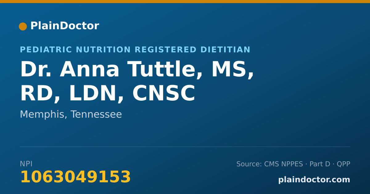 Shareable card for Anna Tuttle, MS, RD, LDN, CNSC - Pediatric Nutrition Registered Dietitian, Memphis, TN