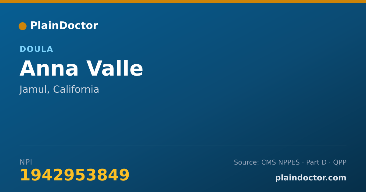 Shareable card for Anna Valle - Doula, Jamul, CA