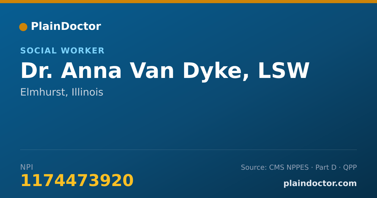 Shareable card for Anna Van Dyke, LSW - Social Worker, Elmhurst, IL