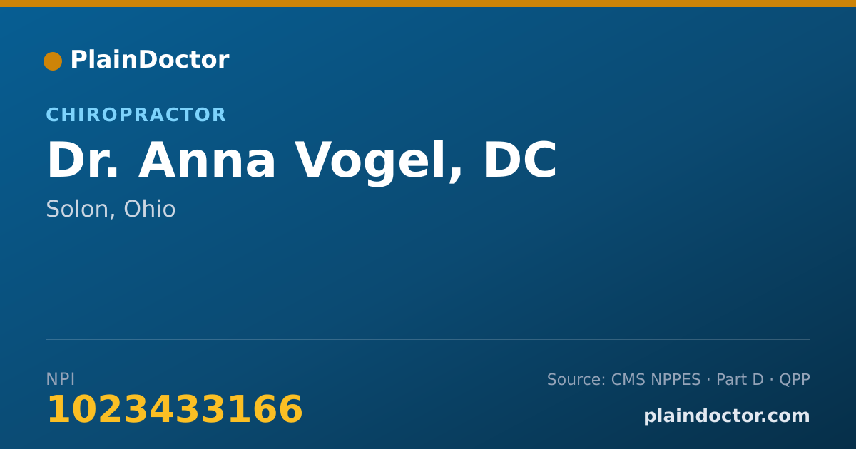 Shareable card for Anna Vogel, DC - Chiropractor, Solon, OH
