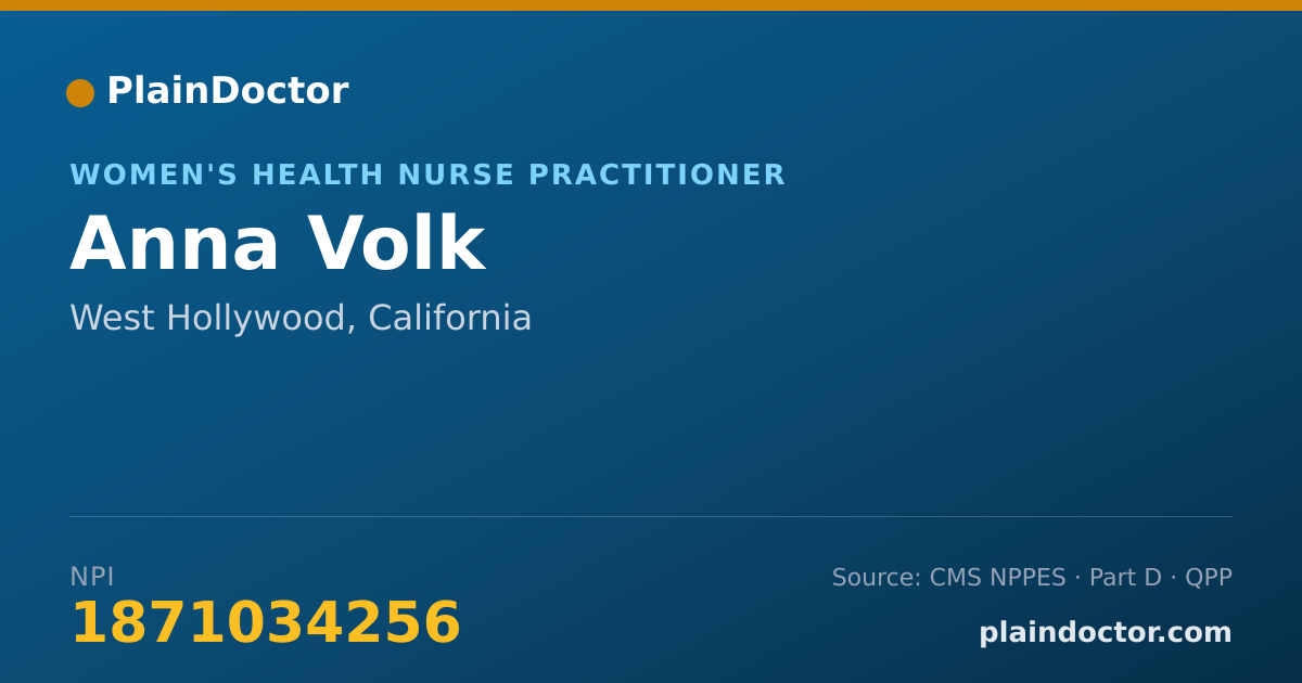 Shareable card for Anna Volk - Women's Health Nurse Practitioner, West Hollywood, CA