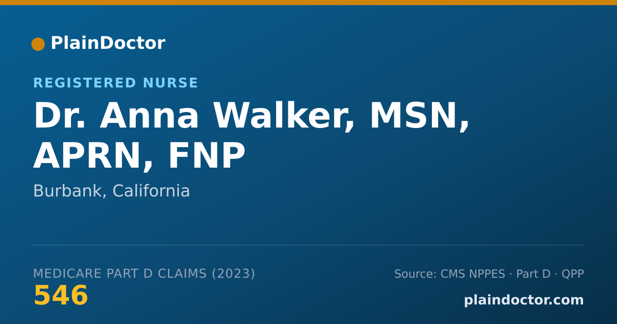 Shareable card for Anna Walker, MSN, APRN, FNP - Registered Nurse, Burbank, CA