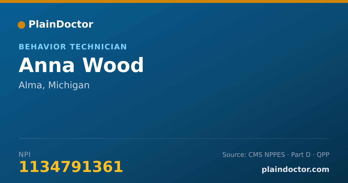 Shareable card for Anna Wood - Behavior Technician, Alma, MI
