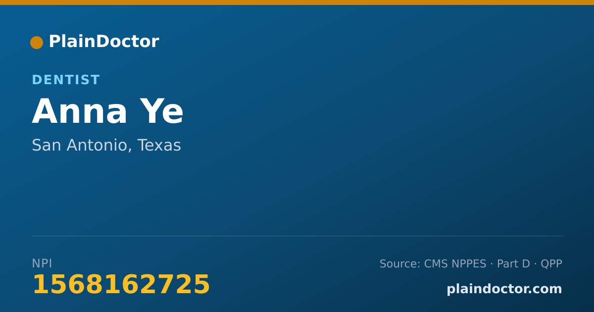 Shareable card for Anna Ye - Dentist, San Antonio, TX