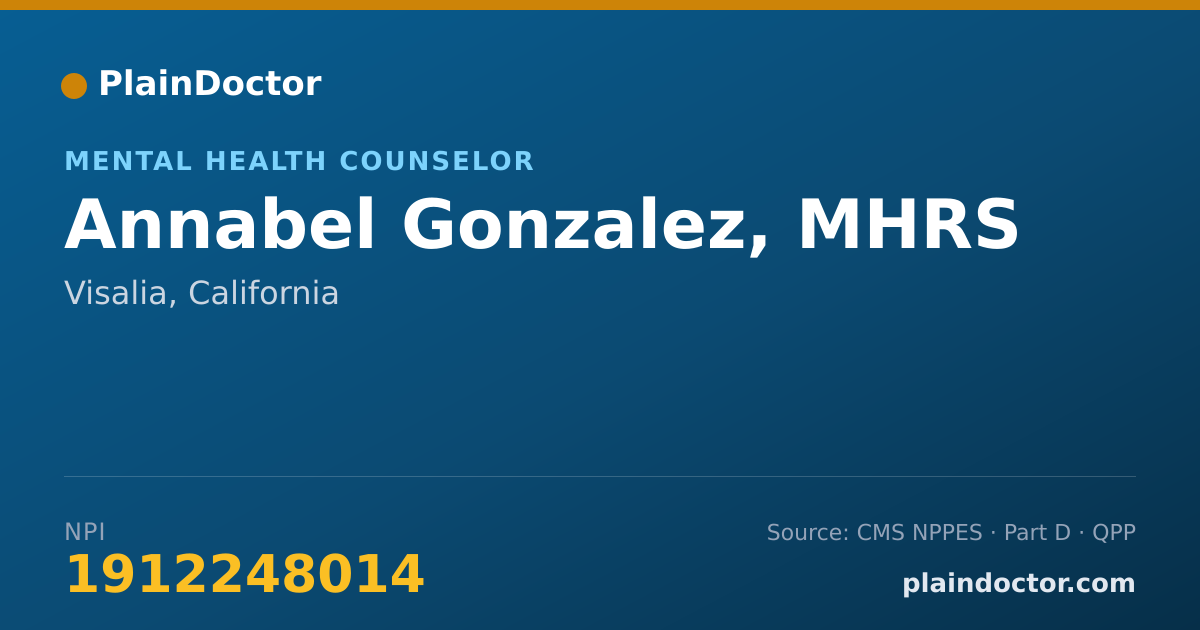 Shareable card for Annabel Gonzalez, MHRS - Mental Health Counselor, Visalia, CA