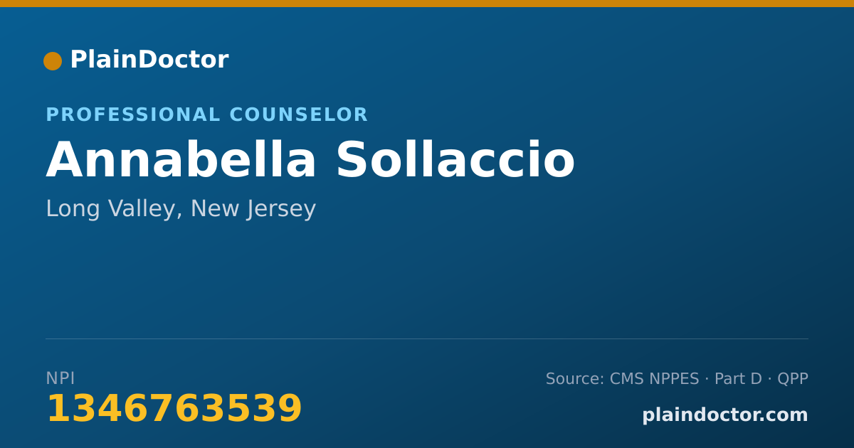 Shareable card for Annabella Sollaccio - Professional Counselor, Long Valley, NJ