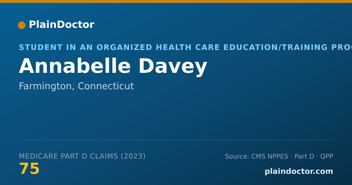 Shareable card for Annabelle Davey - Student in an Organized Health Care Education/Training Program, Farmington, CT