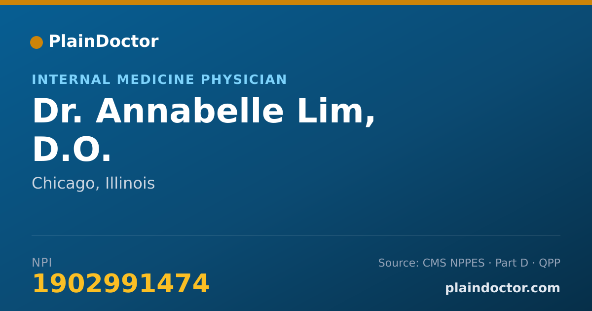 Shareable card for Annabelle Lim, D.O. - Internal Medicine Physician, Chicago, IL