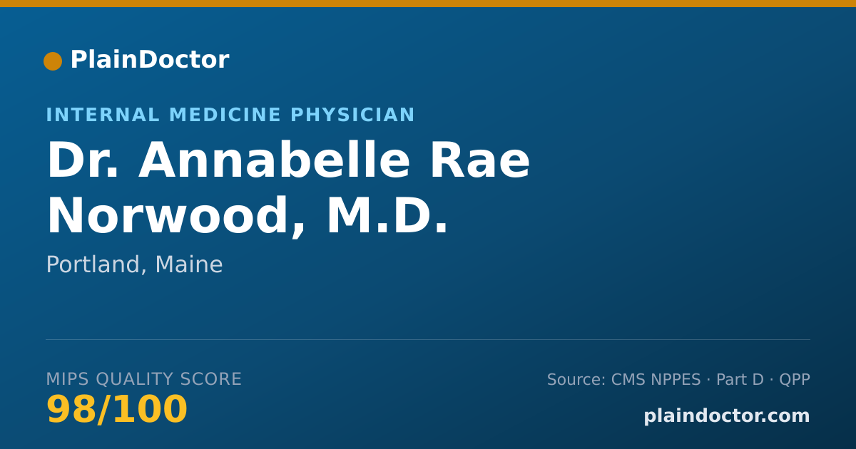 Shareable card for Annabelle Rae Norwood, M.D. - Internal Medicine Physician, Portland, ME