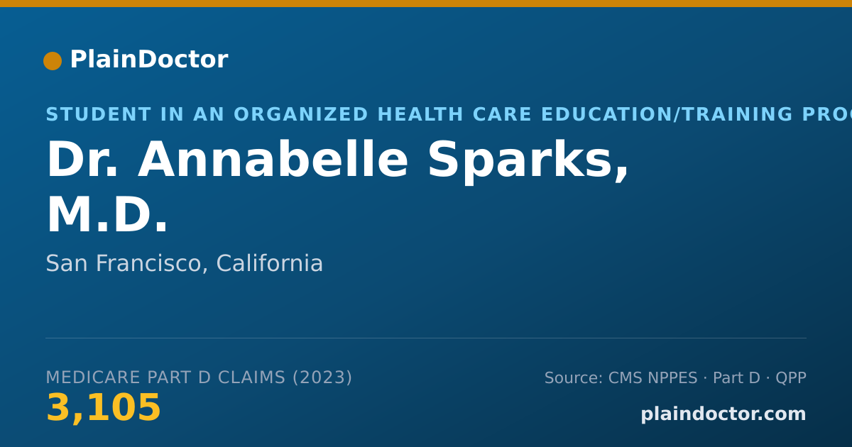 Shareable card for Annabelle Sparks, M.D. - Student in an Organized Health Care Education/Training Program, San Francisco, CA