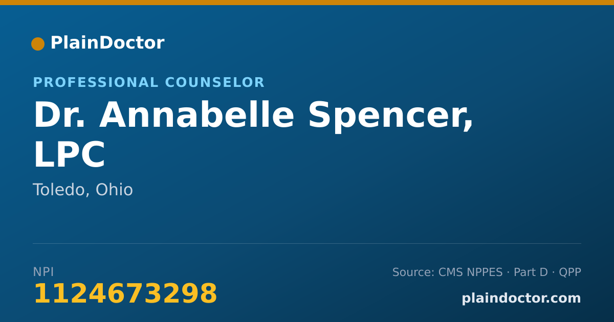 Shareable card for Annabelle Spencer, LPC - Professional Counselor, Toledo, OH