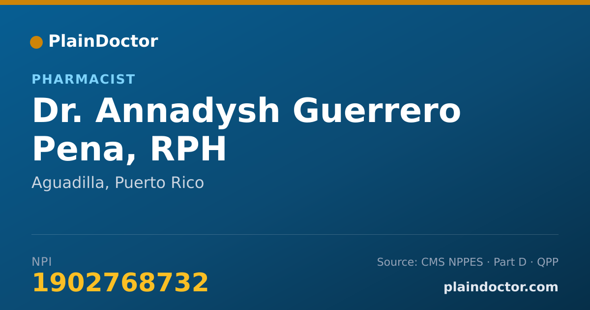 Shareable card for Annadysh Guerrero Pena, RPH - Pharmacist, Aguadilla, PR