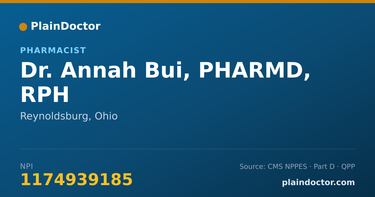 Shareable card for Annah Bui, PHARMD, RPH - Pharmacist, Reynoldsburg, OH