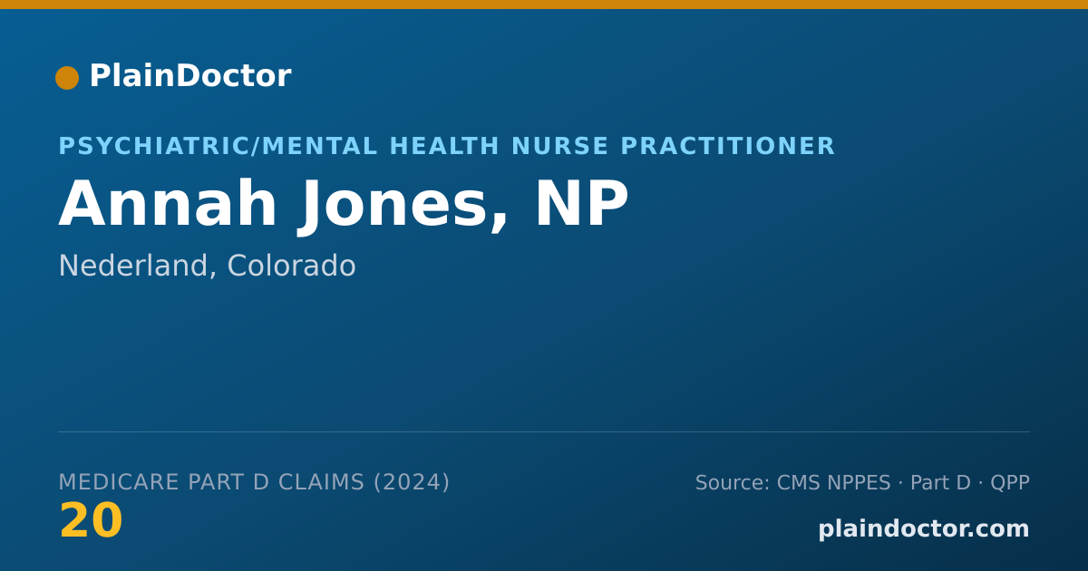 Shareable card for Annah Jones, NP - Psychiatric/Mental Health Nurse Practitioner, Nederland, CO