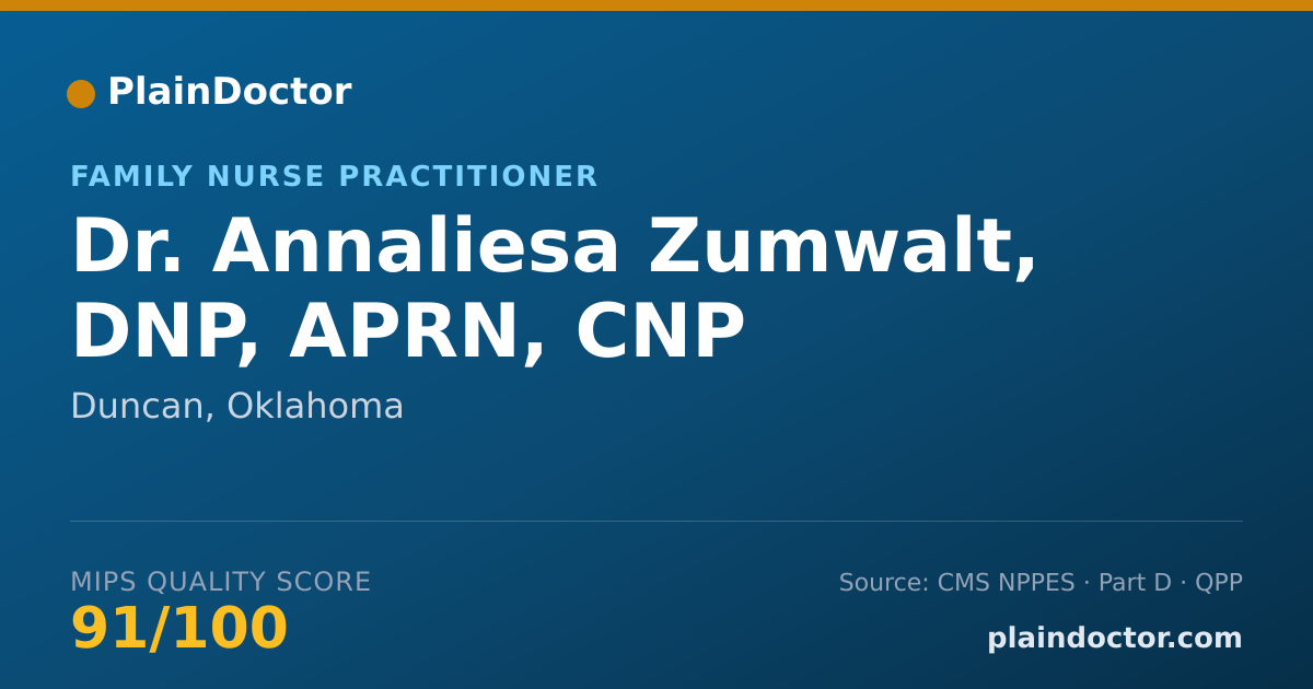 Shareable card for Annaliesa Zumwalt, DNP, APRN, CNP - Family Nurse Practitioner, Duncan, OK