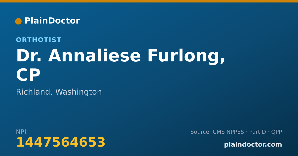Shareable card for Annaliese Furlong, CP - Orthotist, Richland, WA