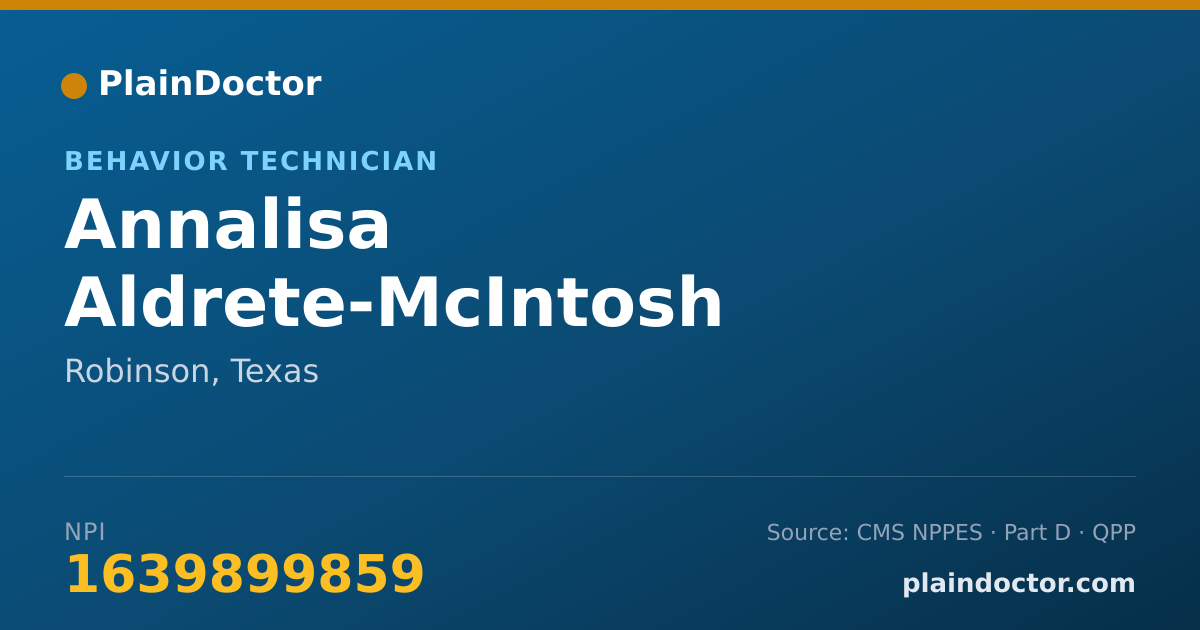 Shareable card for Annalisa Aldrete-McIntosh - Behavior Technician, Robinson, TX