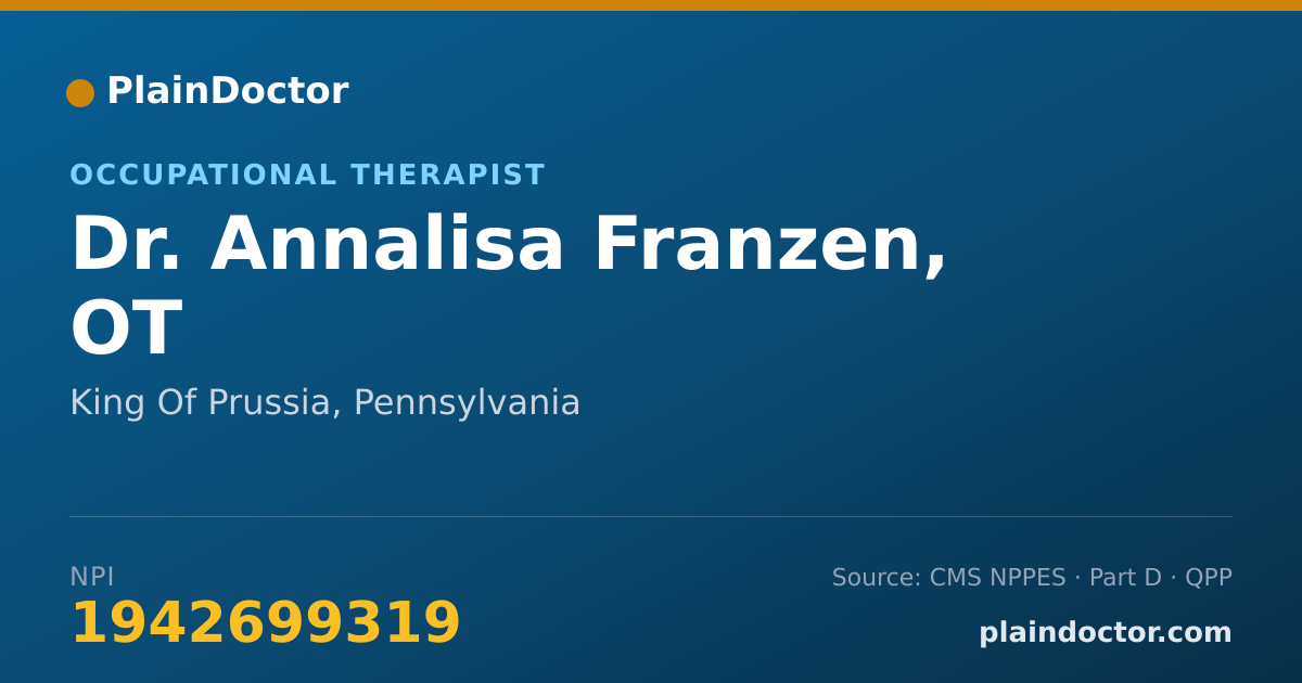 Shareable card for Annalisa Franzen, OT - Occupational Therapist, King Of Prussia, PA