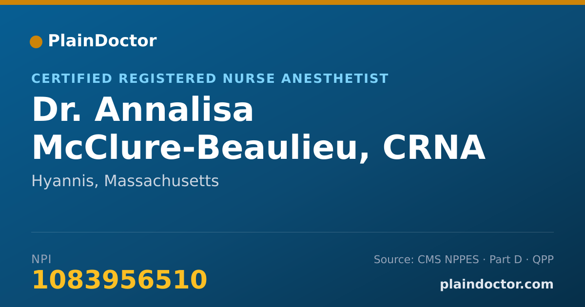 Shareable card for Annalisa McClure-Beaulieu, CRNA - Certified Registered Nurse Anesthetist, Hyannis, MA
