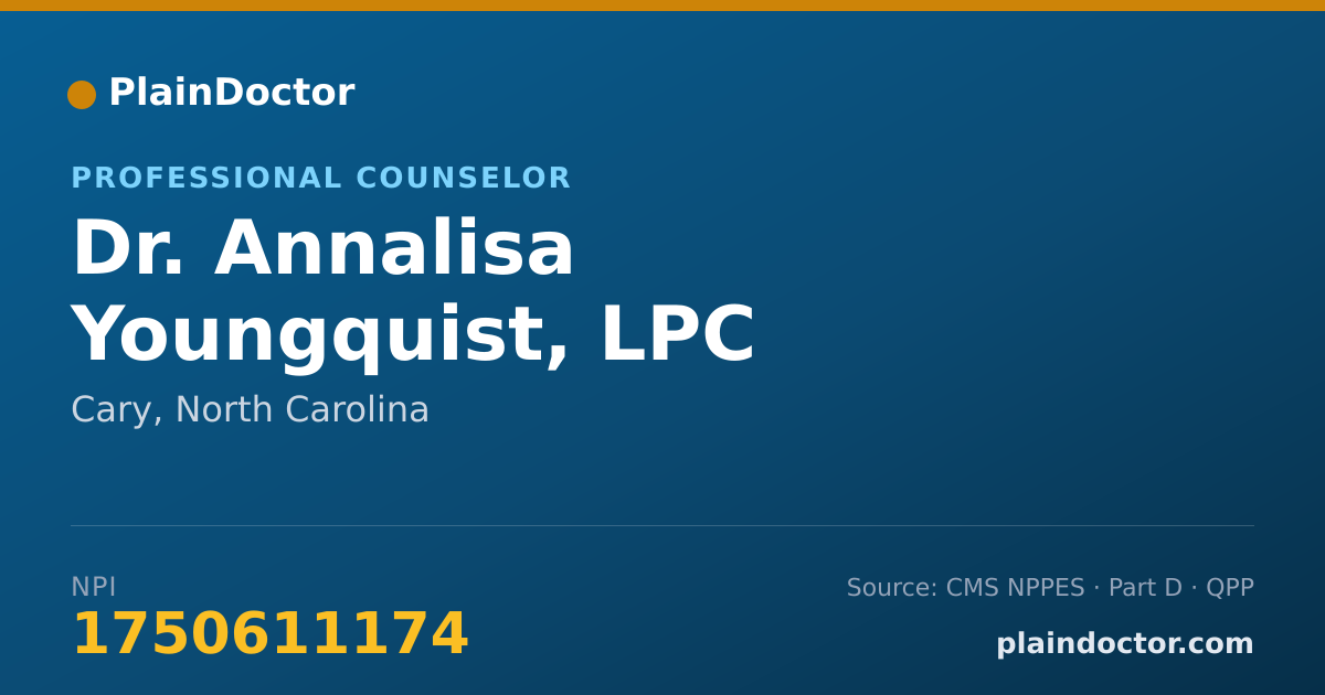 Shareable card for Annalisa Youngquist, LPC - Professional Counselor, Cary, NC