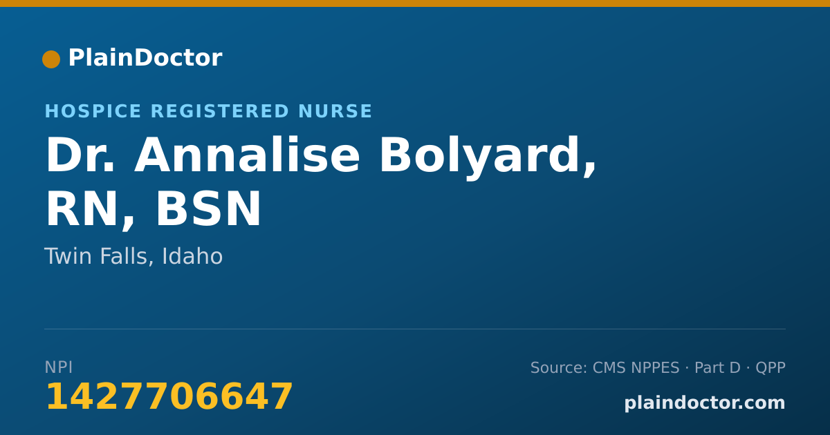 Shareable card for Annalise Bolyard, RN, BSN - Hospice Registered Nurse, Twin Falls, ID