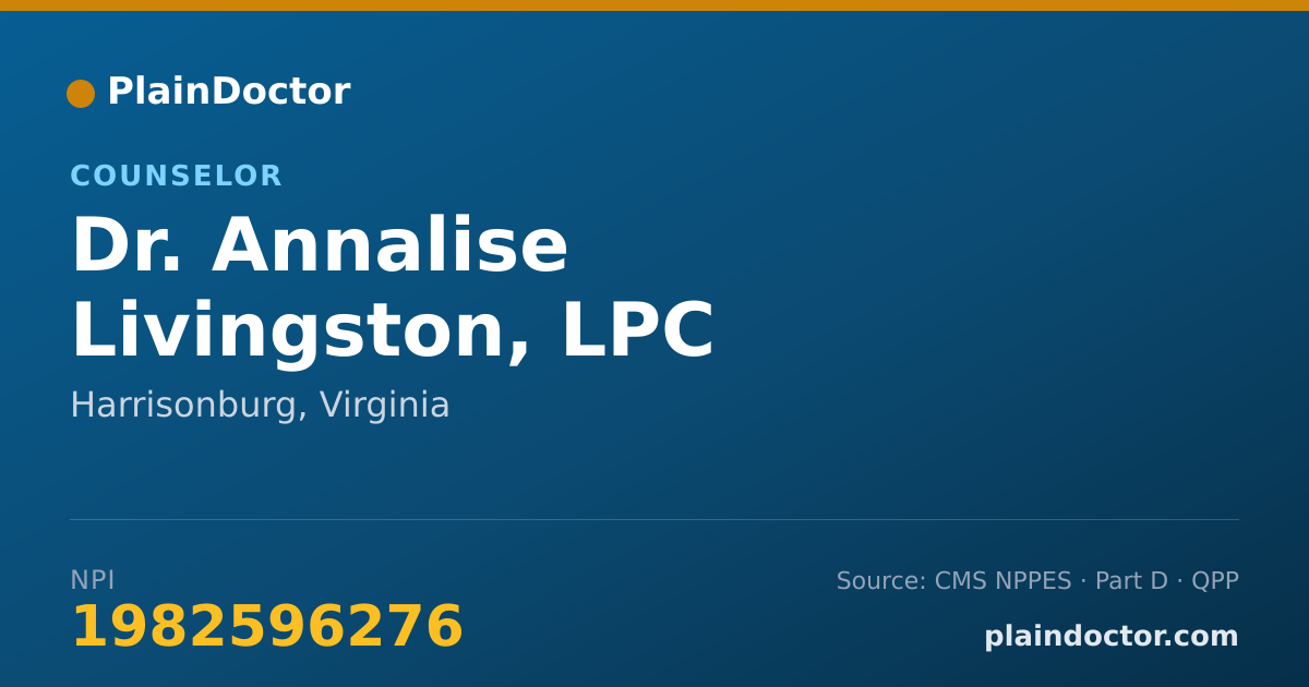 Shareable card for Annalise Livingston, LPC - Counselor, Harrisonburg, VA