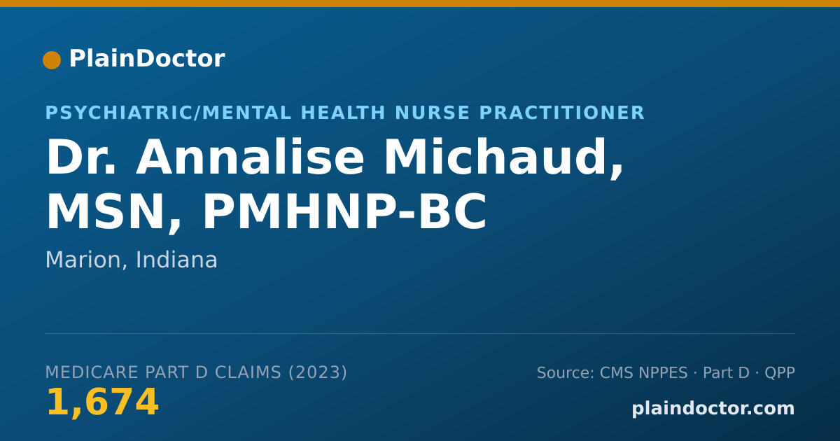 Shareable card for Annalise Michaud, MSN, PMHNP-BC - Psychiatric/Mental Health Nurse Practitioner, Marion, IN