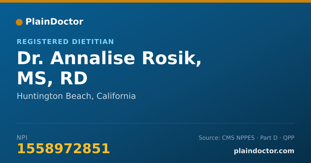 Shareable card for Annalise Rosik, MS, RD - Registered Dietitian, Huntington Beach, CA