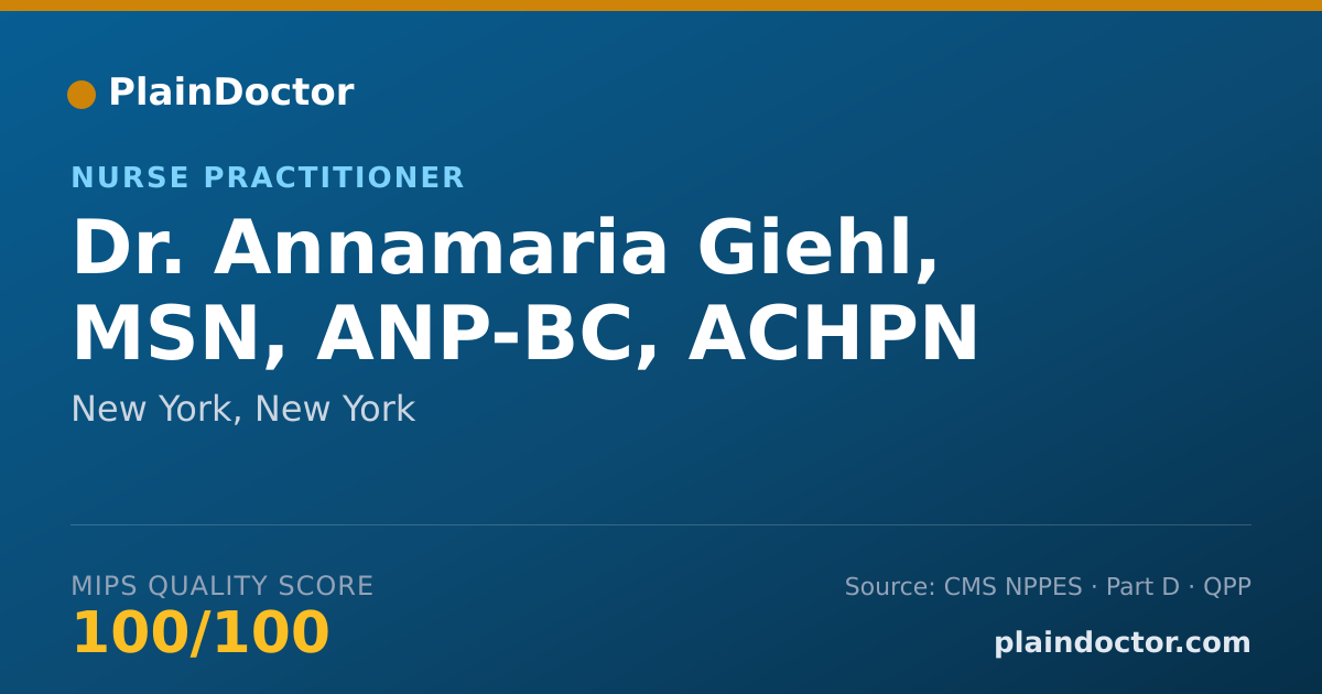 Shareable card for Annamaria Giehl, MSN, ANP-BC, ACHPN - Nurse Practitioner, New York, NY