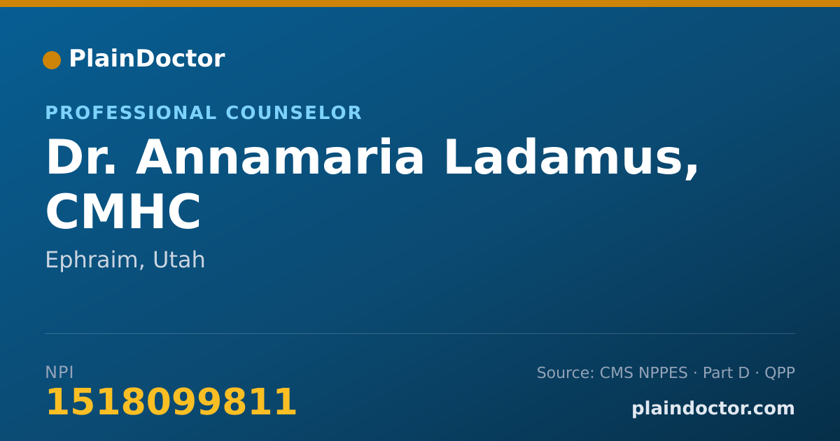 Shareable card for Annamaria Ladamus, CMHC - Professional Counselor, Ephraim, UT