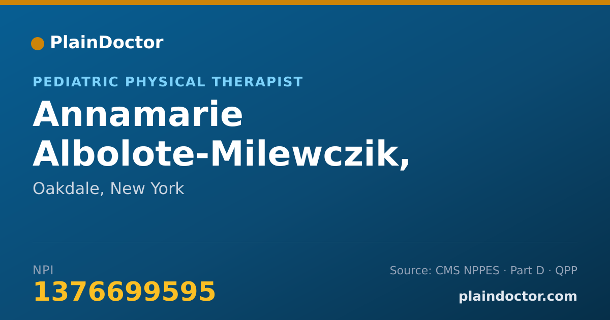 Shareable card for Annamarie Albolote-Milewczik, P.T., M.S. - Pediatric Physical Therapist, Oakdale, NY
