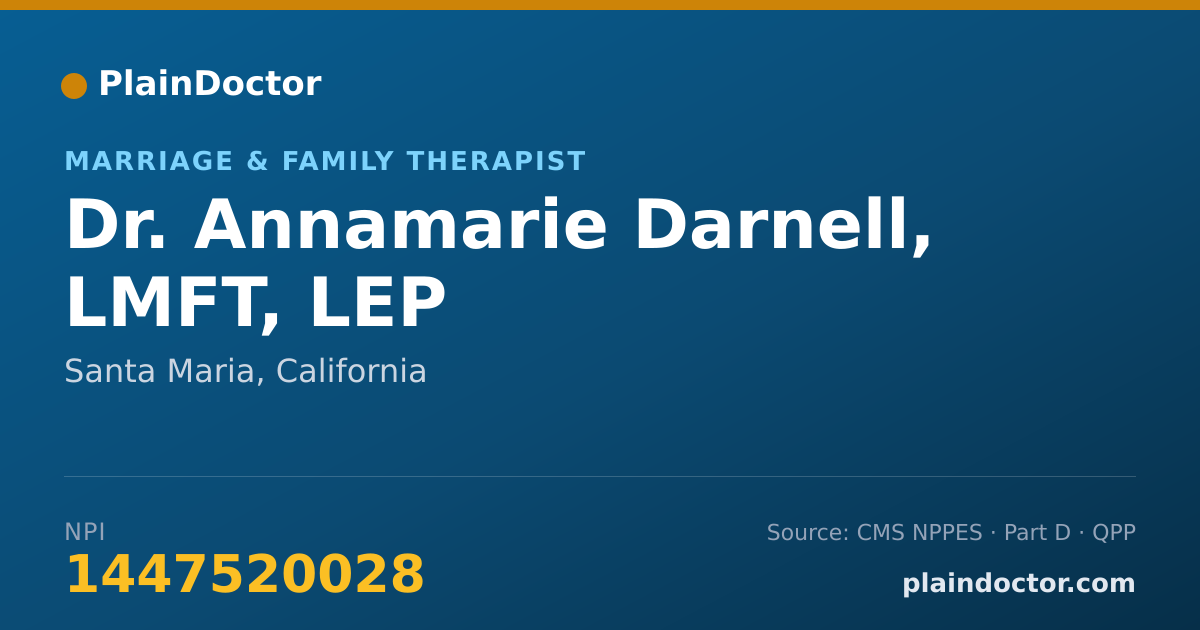 Shareable card for Annamarie Darnell, LMFT, LEP - Marriage & Family Therapist, Santa Maria, CA