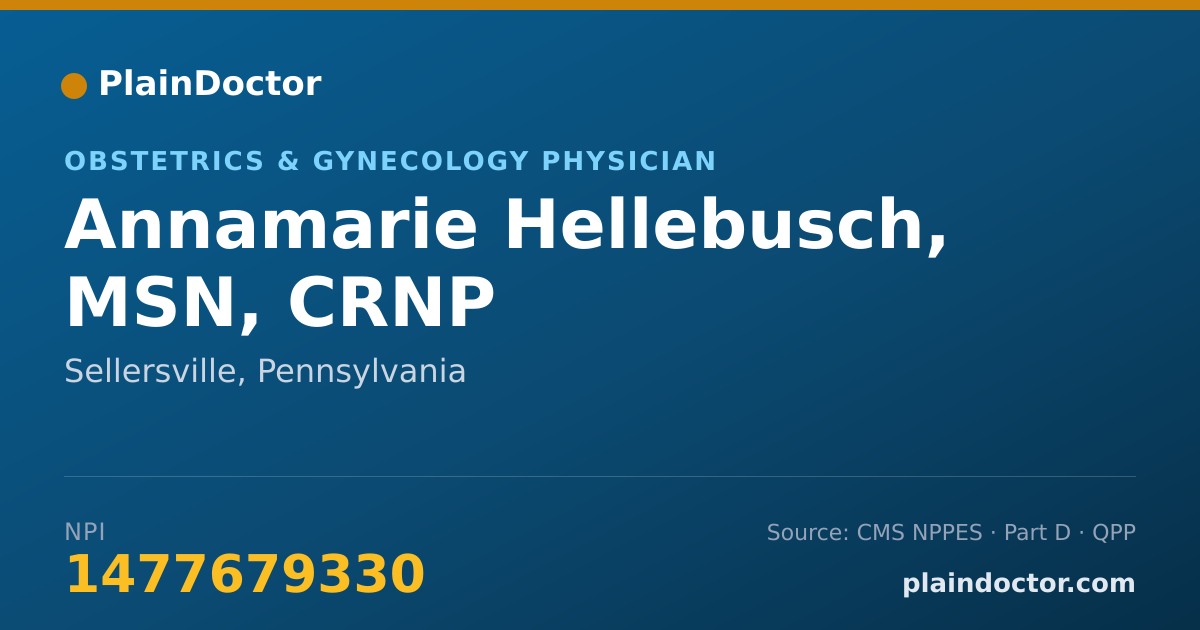 Shareable card for Annamarie Hellebusch, MSN, CRNP - Obstetrics & Gynecology Physician, Sellersville, PA