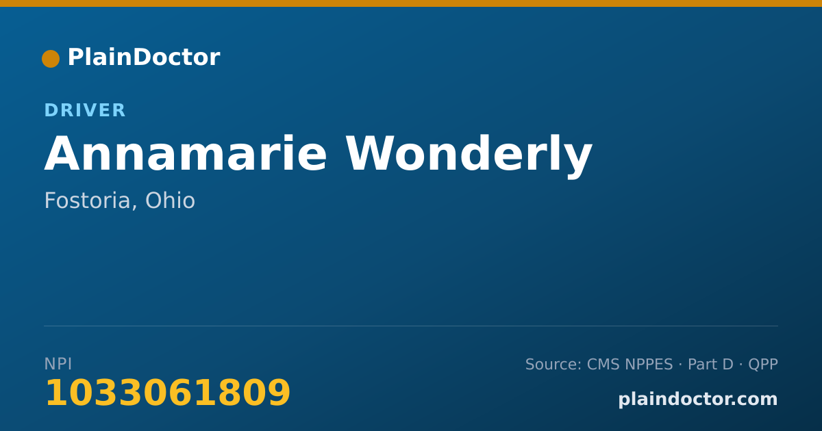 Shareable card for Annamarie Wonderly - Driver, Fostoria, OH