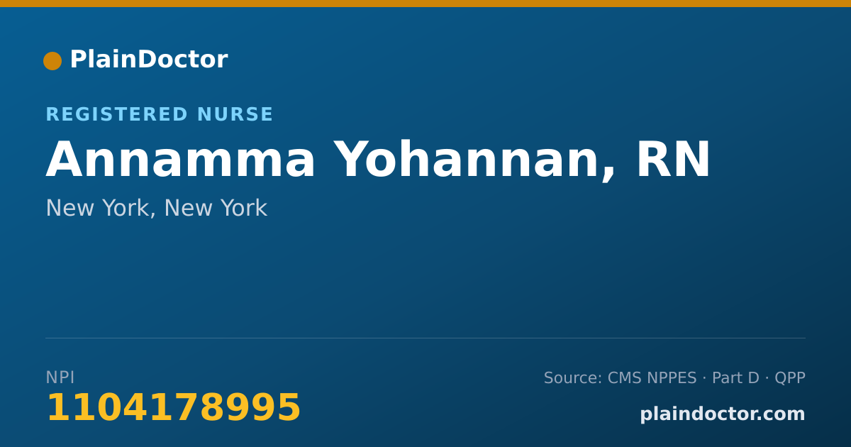 Shareable card for Annamma Yohannan, RN - Registered Nurse, New York, NY