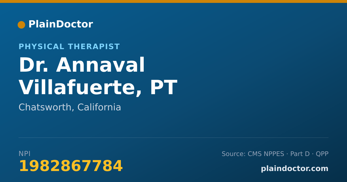 Shareable card for Annaval Villafuerte, PT - Physical Therapist, Chatsworth, CA