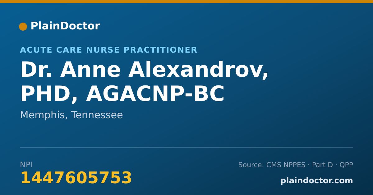 Shareable card for Anne Alexandrov, PHD, AGACNP-BC - Acute Care Nurse Practitioner, Memphis, TN