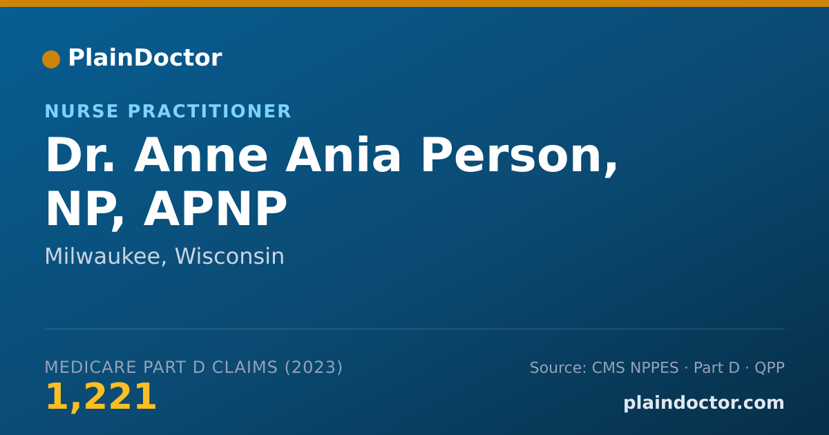 Shareable card for Anne Ania Person, NP, APNP - Nurse Practitioner, Milwaukee, WI