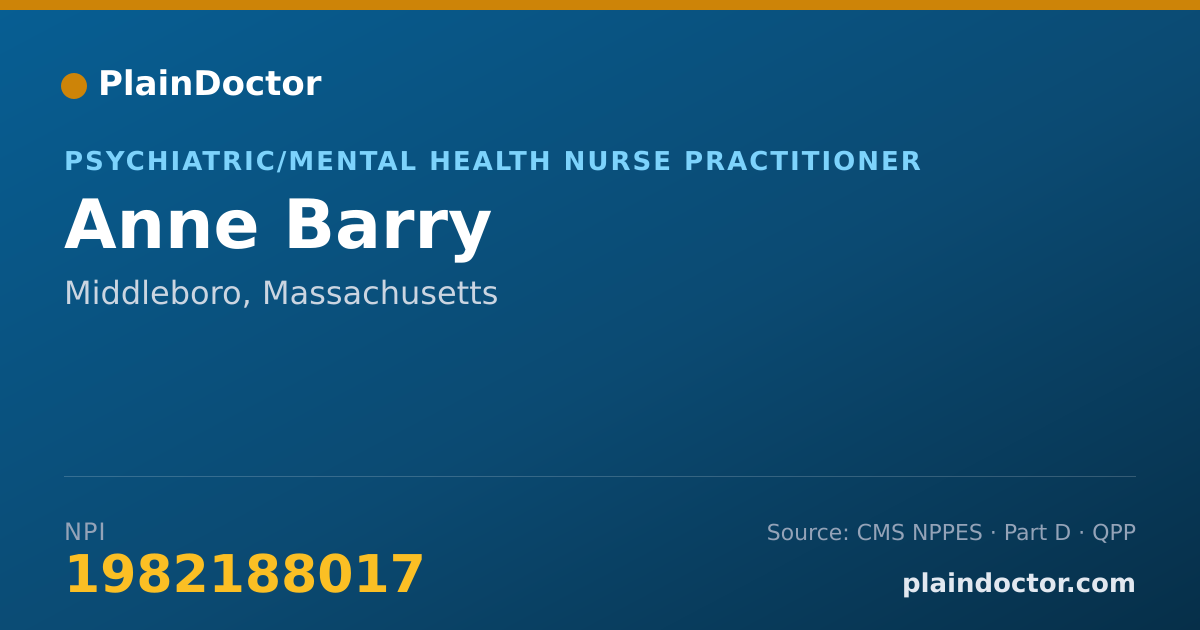 Shareable card for Anne Barry - Psychiatric/Mental Health Nurse Practitioner, Middleboro, MA
