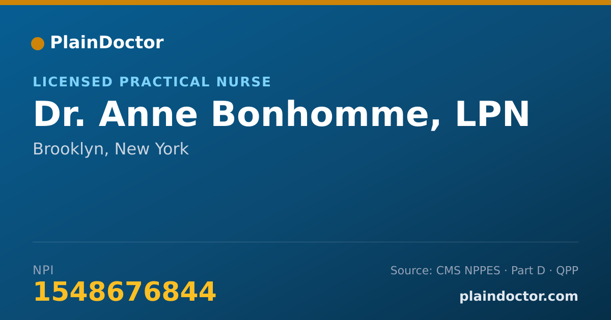 Shareable card for Anne Bonhomme, LPN - Licensed Practical Nurse, Brooklyn, NY