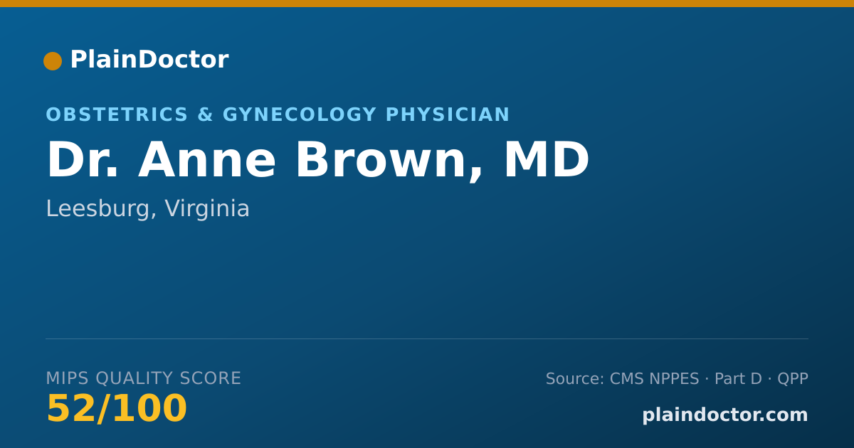 Shareable card for Anne Brown, MD - Obstetrics & Gynecology Physician, Leesburg, VA